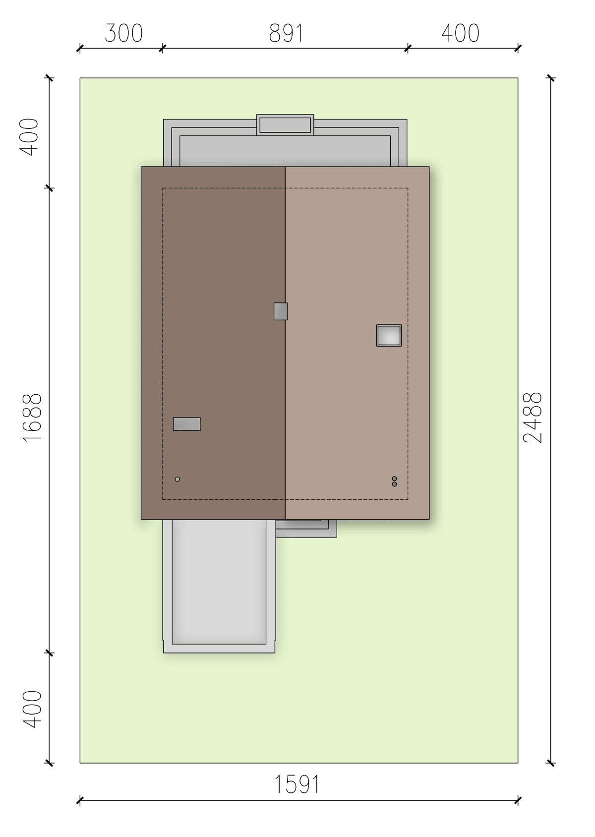 rzut usytuowania domu jednorodzinnego Lungo