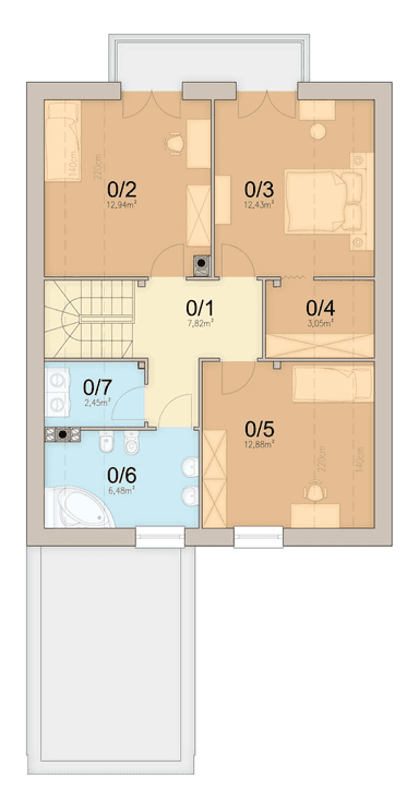 rzut poddasza domu jednorodzinnego Lungo