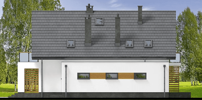 Elewacja prawa domu jednorodzinnego Lungo 3 modern s2