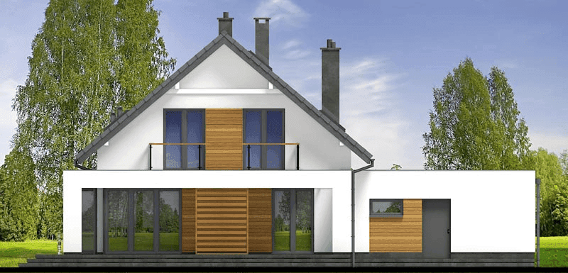 Elewacja tylna domu jednorodzinnego Lungo 3 modern s2