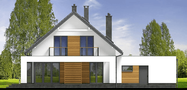Elewacja tylna domu jednorodzinnego Lungo 3 modern s2