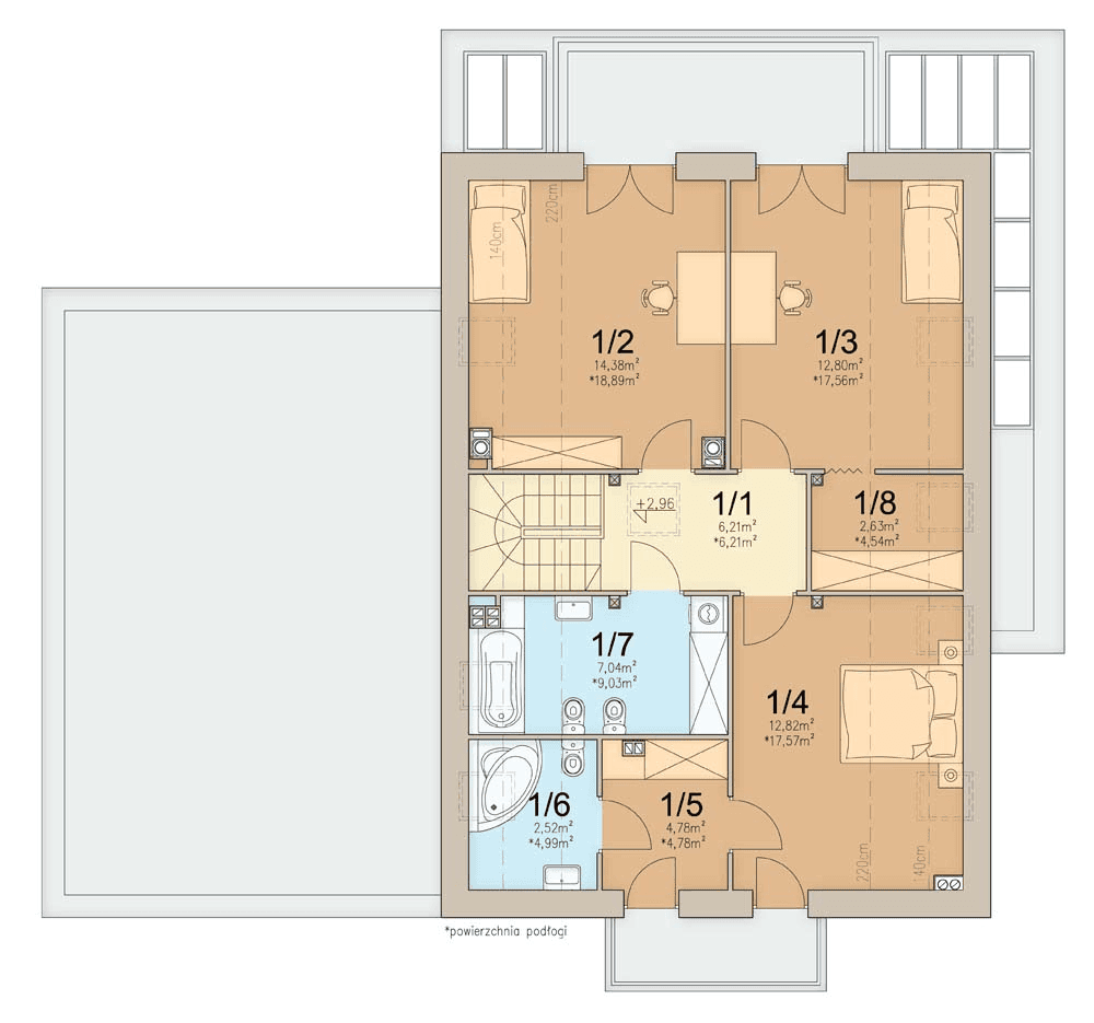 Rzut poddasza domu jednorodzinnego Lungo 3 modern s2