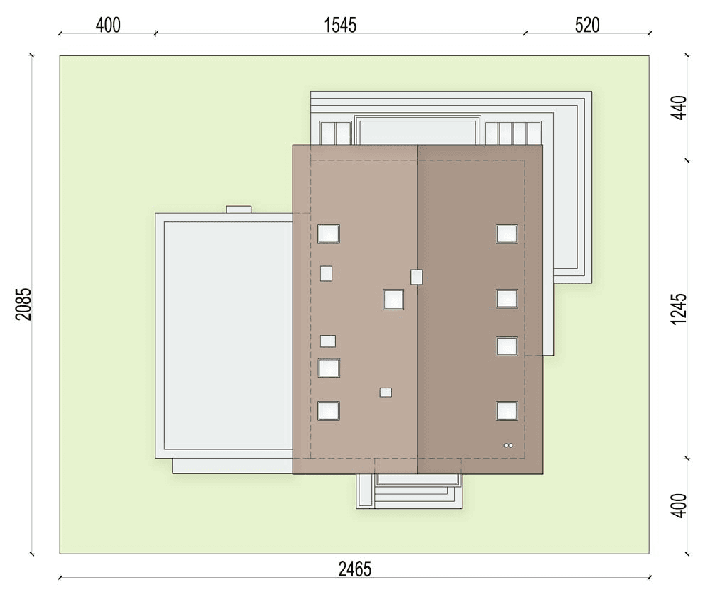 Rzut usytuowania domu jednorodzinnego Lungo 3 modern s2
