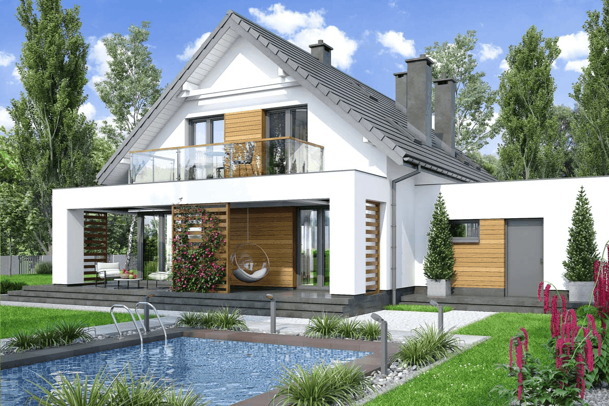 Wizualizacja domu jednorodzinnego Lungo 3 modern s2