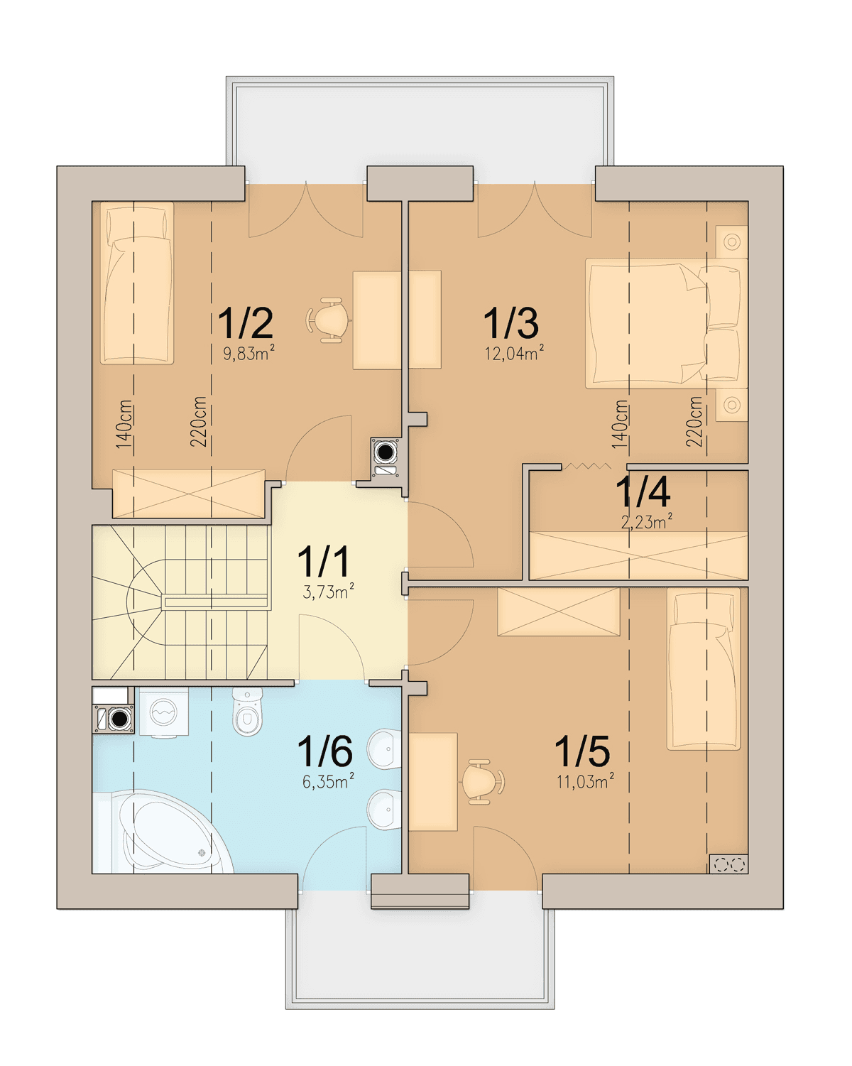 rzut poddasza domu jednorodzinnego Lungo 4