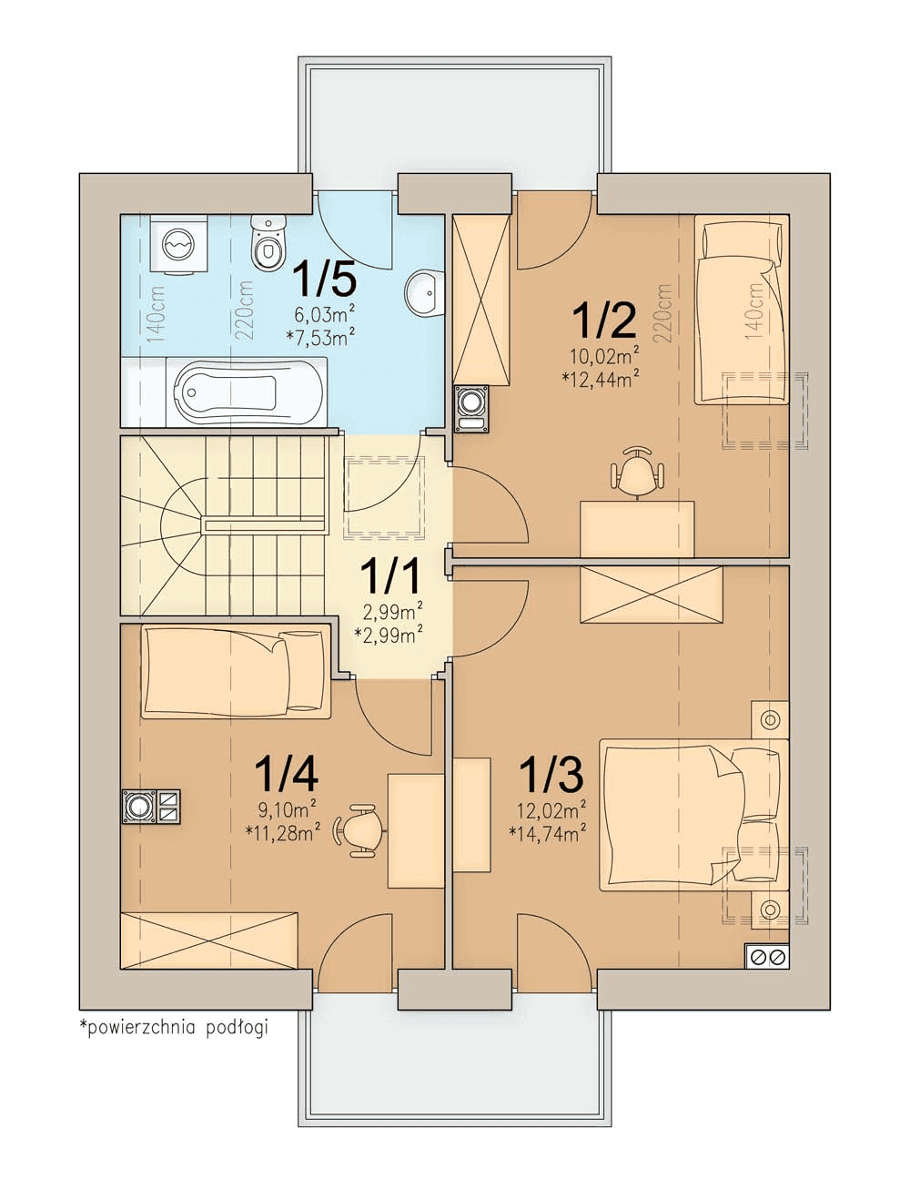 Rzut poddasza domu jednorodzinnego Lungo 4 mini