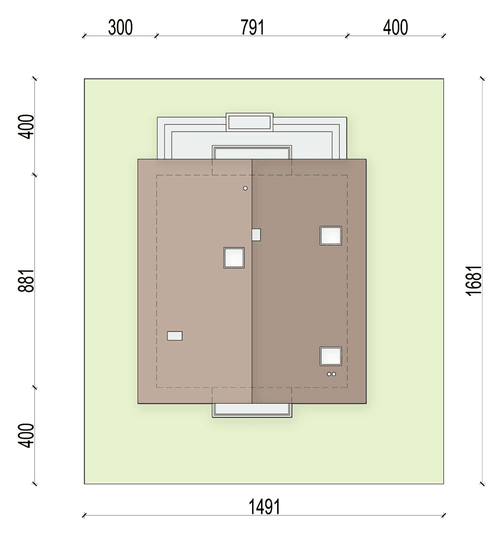 Rzut usytuowania domu jednorodzinnego Lungo 4 mini na działce