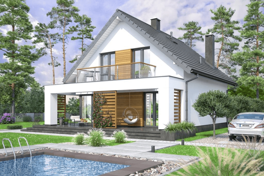 wizualizacja domu jednorodzinnego Lungo 4 modern