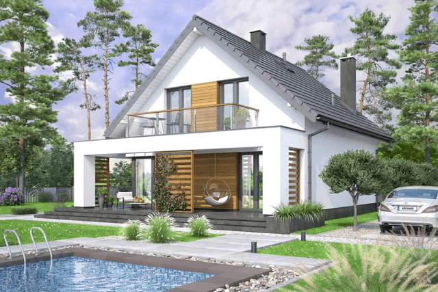 wizualizacja domu jednorodzinnego Lungo 4 modern