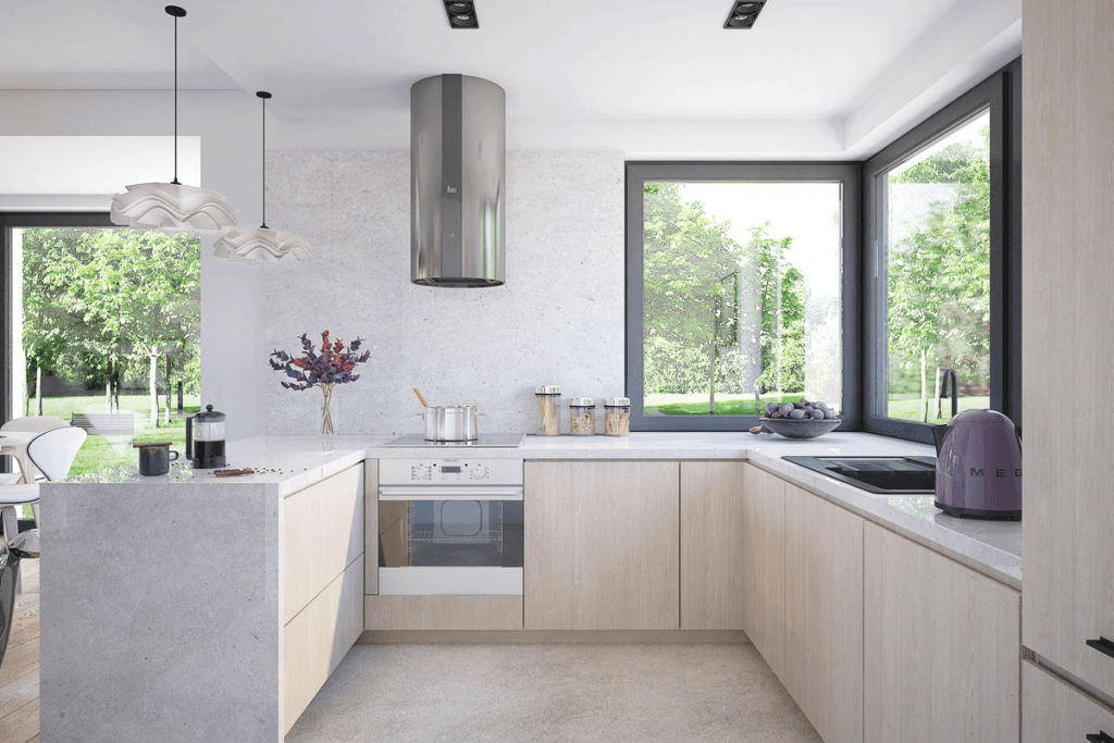 wizualizacja kuchni w projekcie domu jednorodzinnego Lungo 4 modern