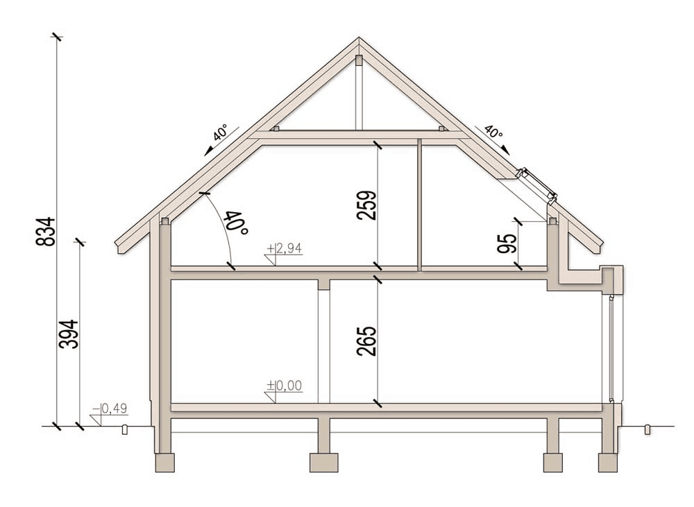 Przekrój domu jednorodzinnego Lungo 4 modern s2
