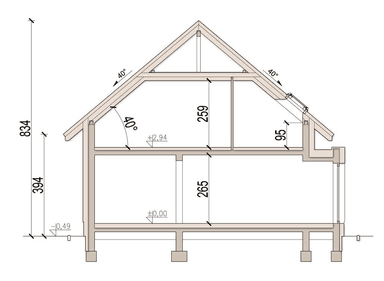 Przekrój domu jednorodzinnego Lungo 4 modern s2
