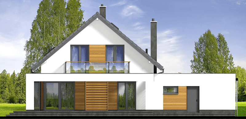 Elewacja tylna domu jednorodzinnego Lungo 4 modern s2