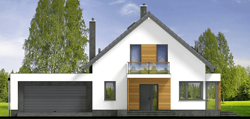 Elewacja prawa domu jednorodzinnego Lungo 4 modern s2