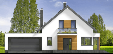 Elewacja prawa domu jednorodzinnego Lungo 4 modern s2