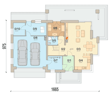 Rzut parteru domu jednorodzinnego Lungo 4 modern s2