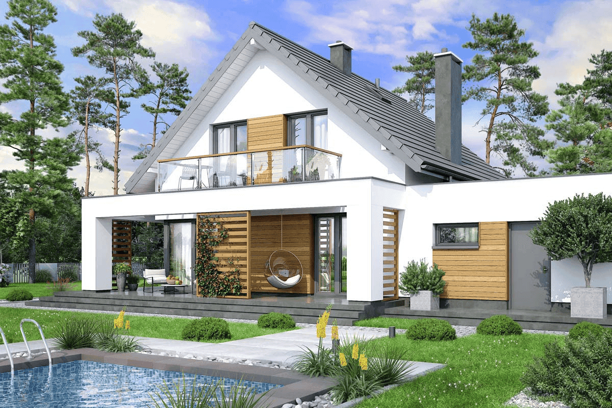 Wizualizacja domu jednorodzinnego Lungo 4 modern s2