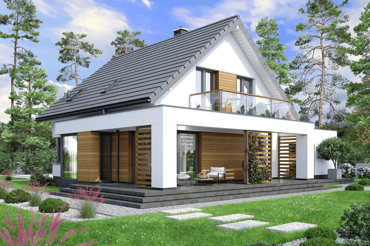 Wizualizacja domu jednorodzinnego Lungo 4 modern s2