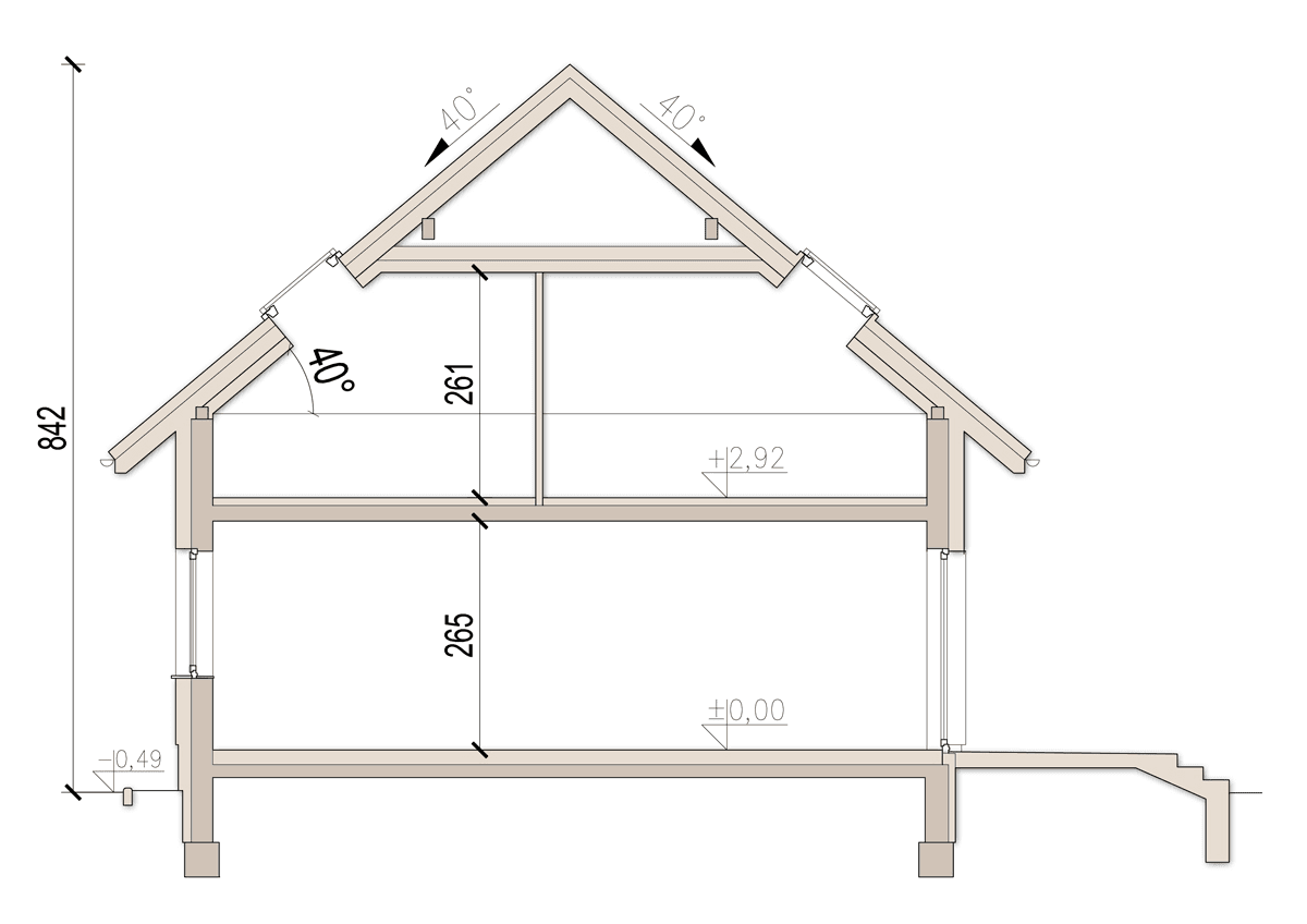 Przekrój domu jednorodzinnego Lungo 5