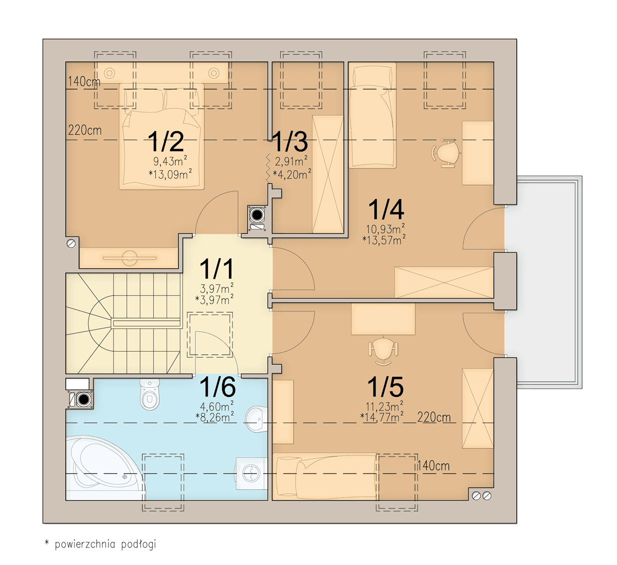 Rzut poddasza domu jednorodzinnego Lungo 5