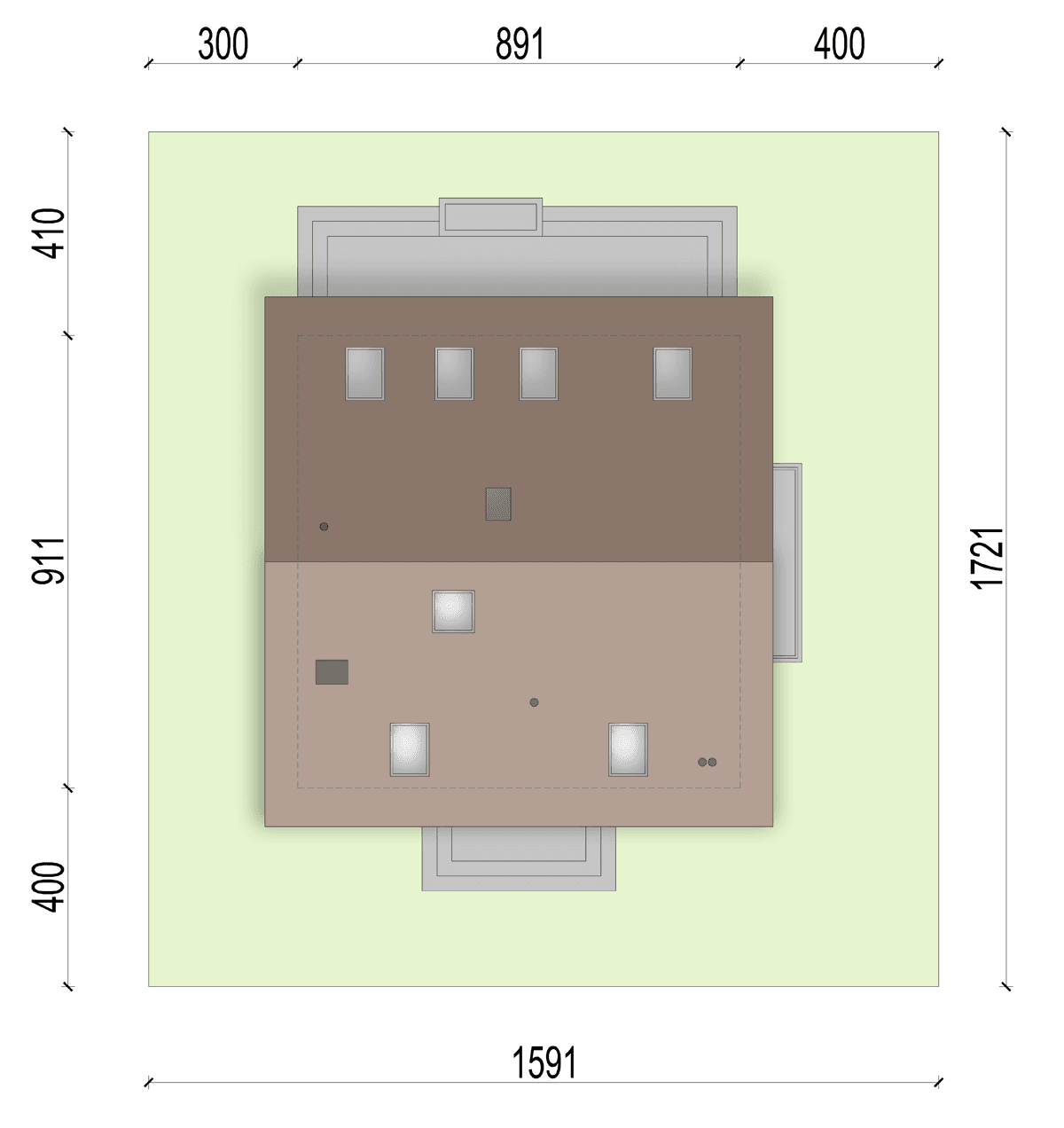 Rzut usytuowania domu jednorodzinnego Lungo 5 na działce