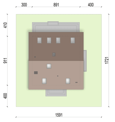 Rzut usytuowania domu jednorodzinnego Lungo 5 na działce