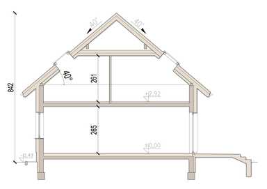Przekrój domu jednorodzinnego Lungo 5 g1