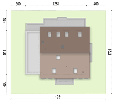 Rzut usytuowania domu jednorodzinnego Lungo 5 g1 na działce