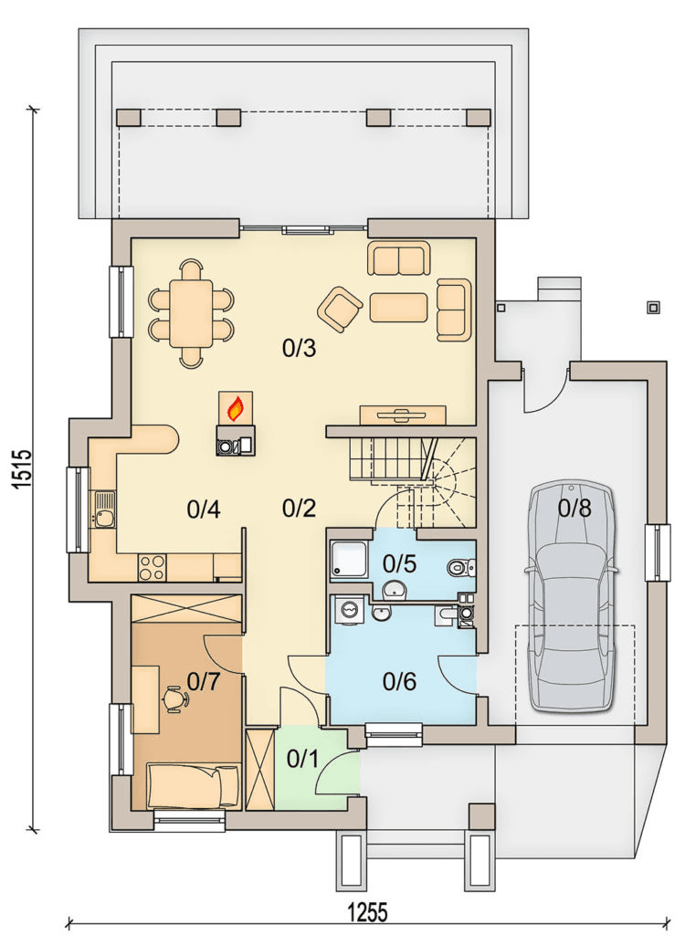 Rzut parteru domu jednorodzinnego Macchiato