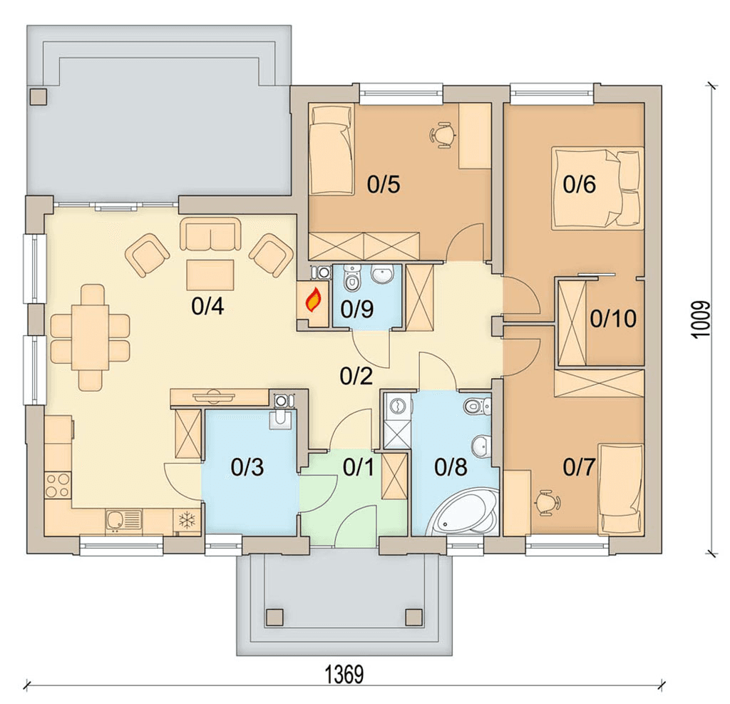 Rzut parteru domu jednorodzinnego Malibu 2