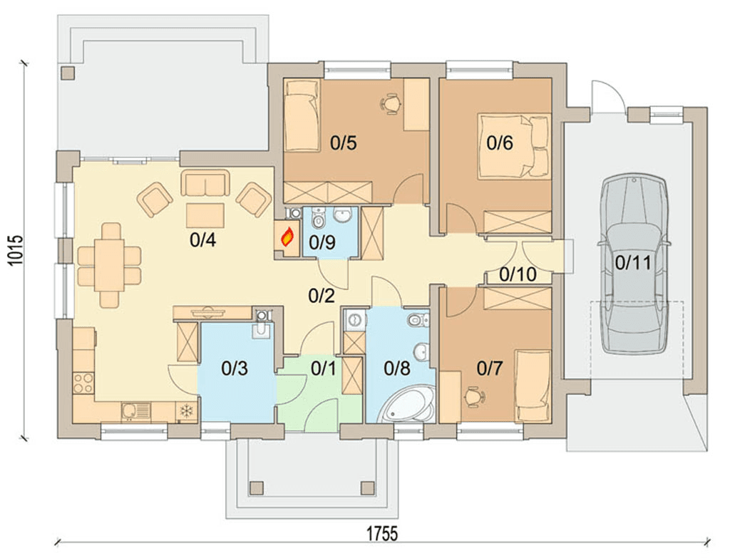 Rzut parteru domu jednorodzinnego Malibu 2 G1