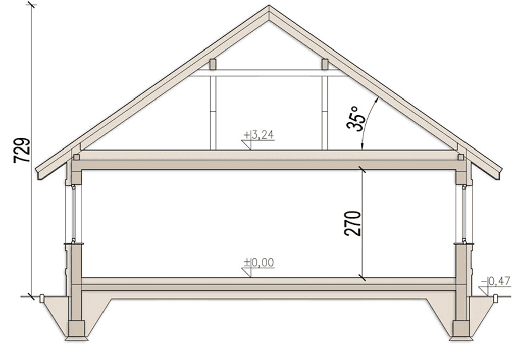 Przekrój domu jednorodzinnego Malibu 2 G1