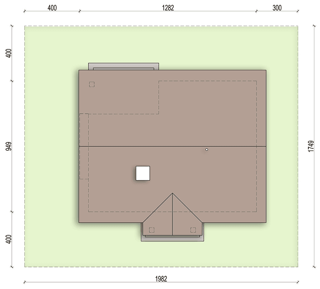 Rzut usytuowania domu jednorodzinnego Malibu na działce