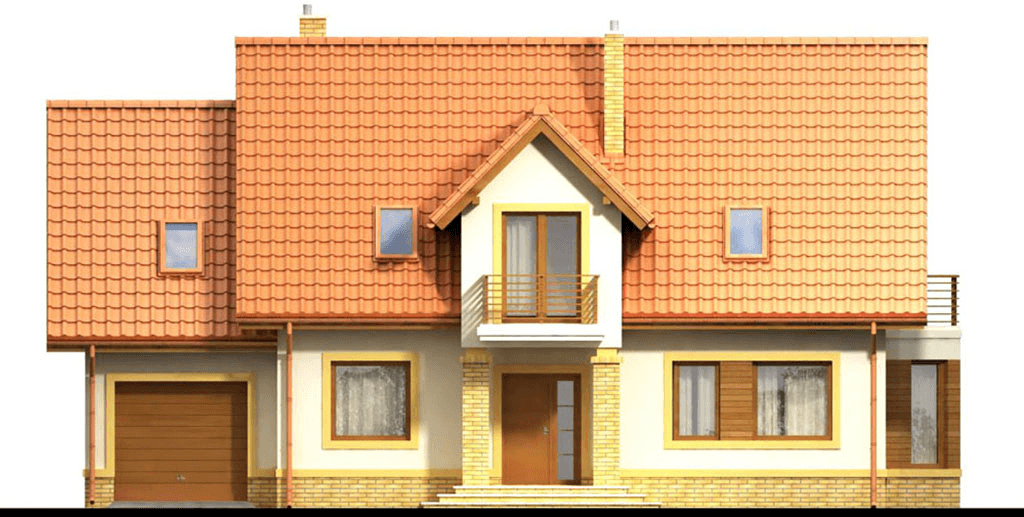 Elewacja frontowa domu jednorodzinnego Mango