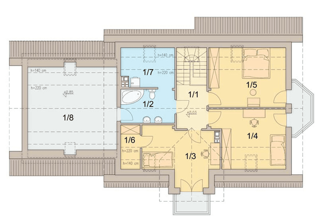 Rzut poddasza domu jednorodzinnego Mango G2