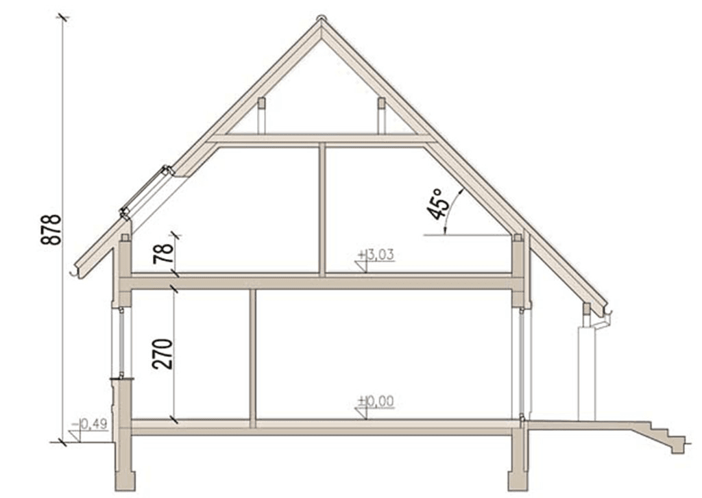 Przekrój domu jednorodzinnego Mango G2