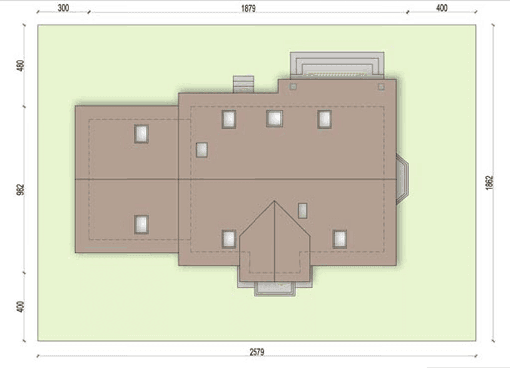 Rzut usytuowania domu jednorodzinnego Mango G2 na działce
