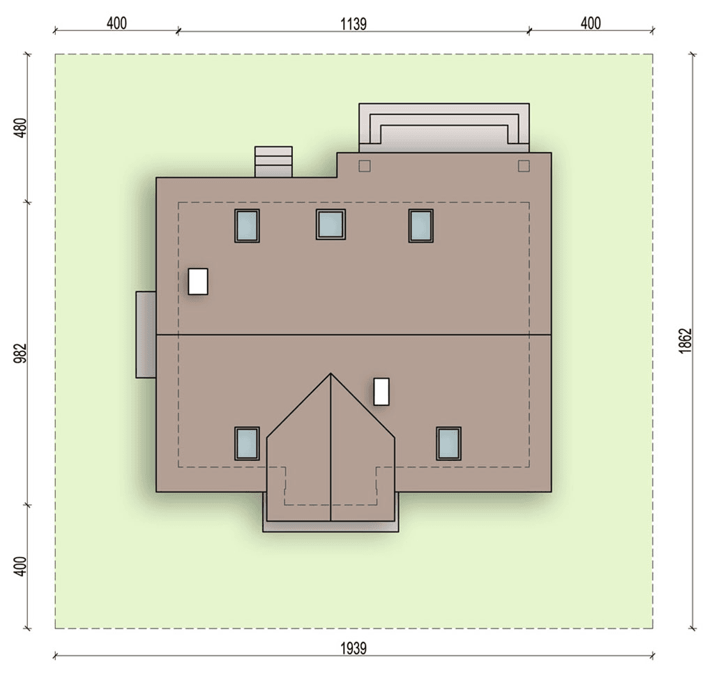 Rzut usytuowania domu jednorodzinnego Marcello na działce