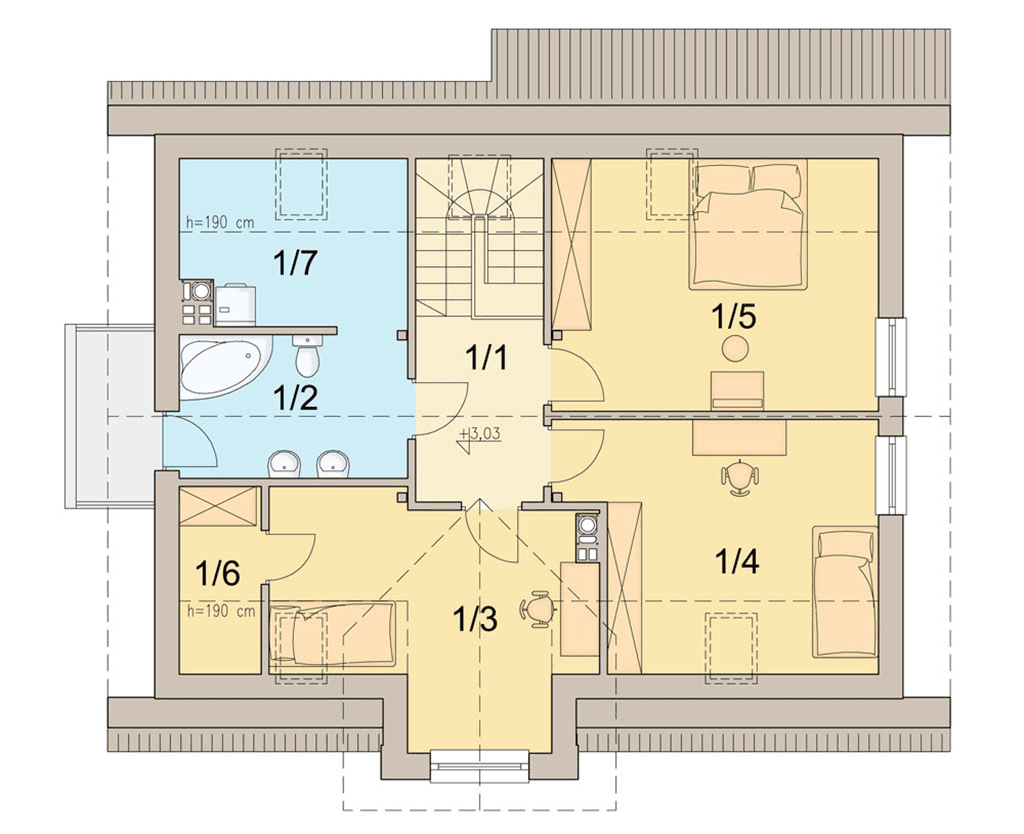 Rzut poddasza domu jednorodzinnego Marcello
