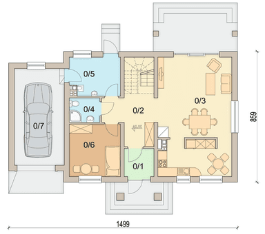 rzut parteru domu jednorodzinnego Marcello 2