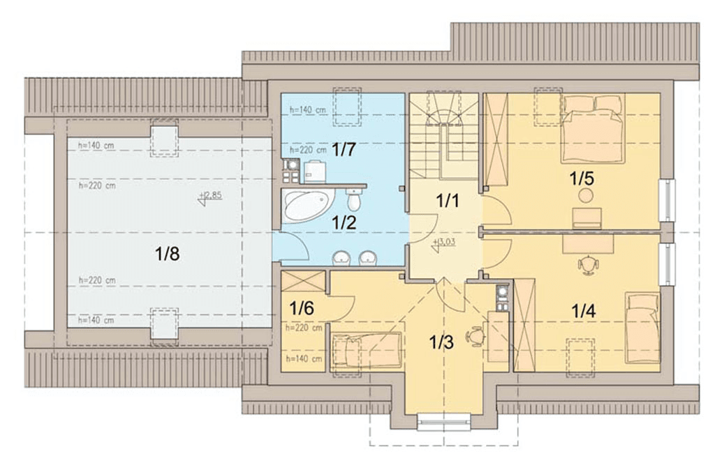rzut poddasza domu jednorodzinnego Marcello 2 G2