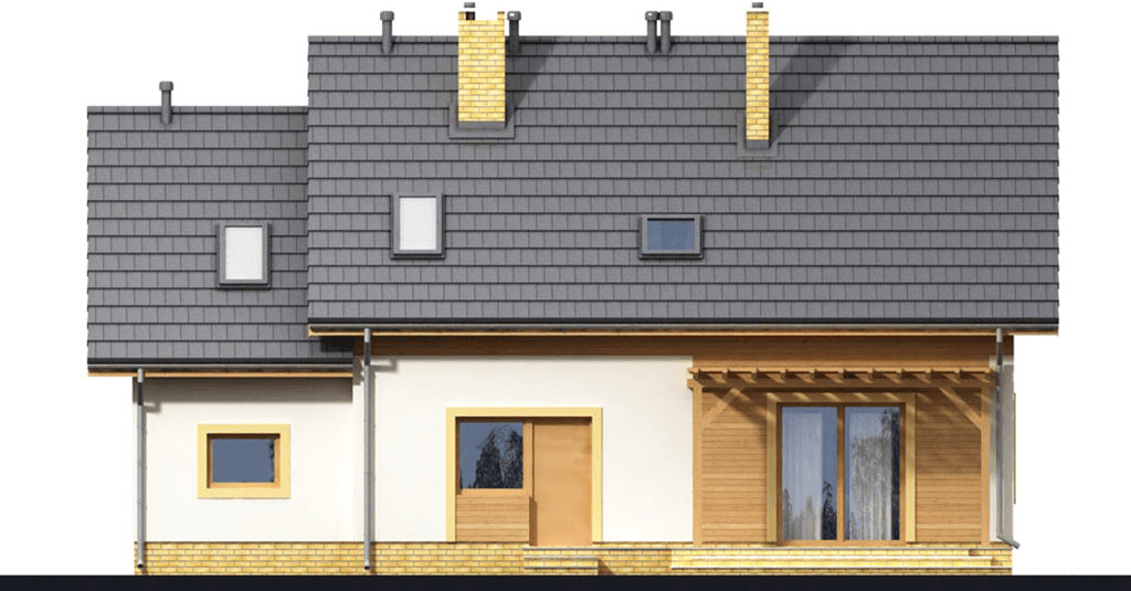 Elewacja tylna domu jednorodzinnego Migdał 2