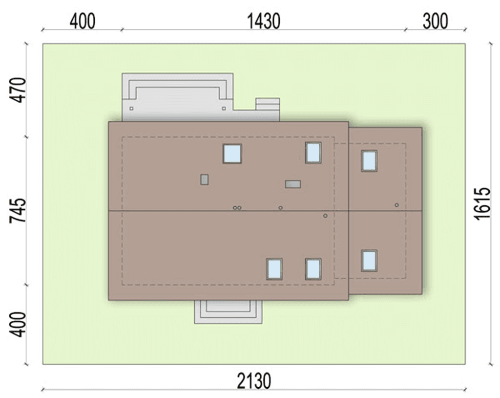 Rzut usytuowania domu jednorodzinnego Migdał 2 na działce