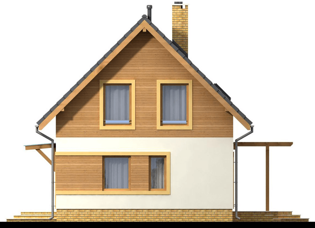 Elewacja prawa domu jednorodzinnego Migdał