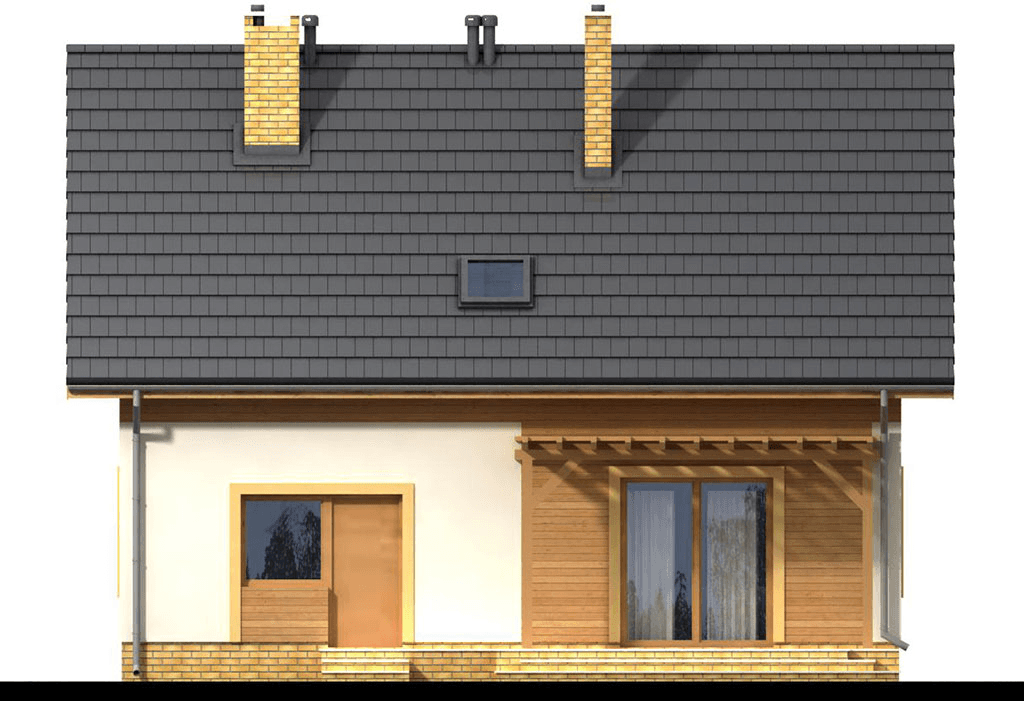 Elewacja tylna domu jednorodzinnego Migdał