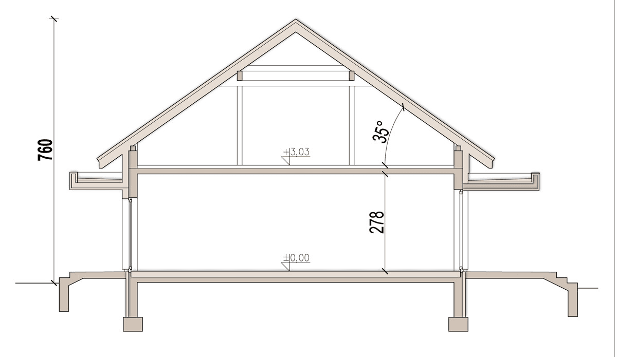 Przekrój domu jednorodzinnego Mochito 2