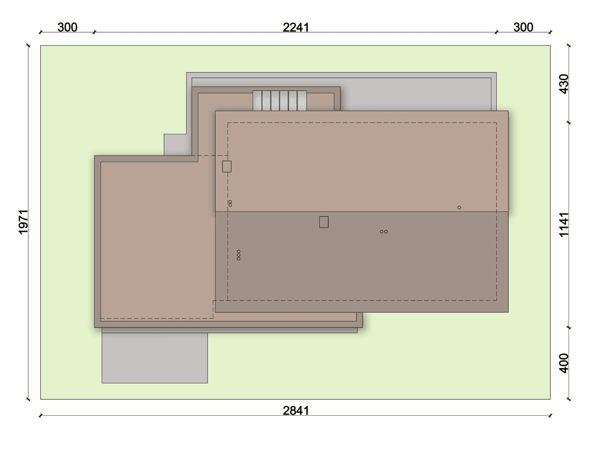 Rzut usytuowania domu jednorodzinnego Mochito 2 na działce
