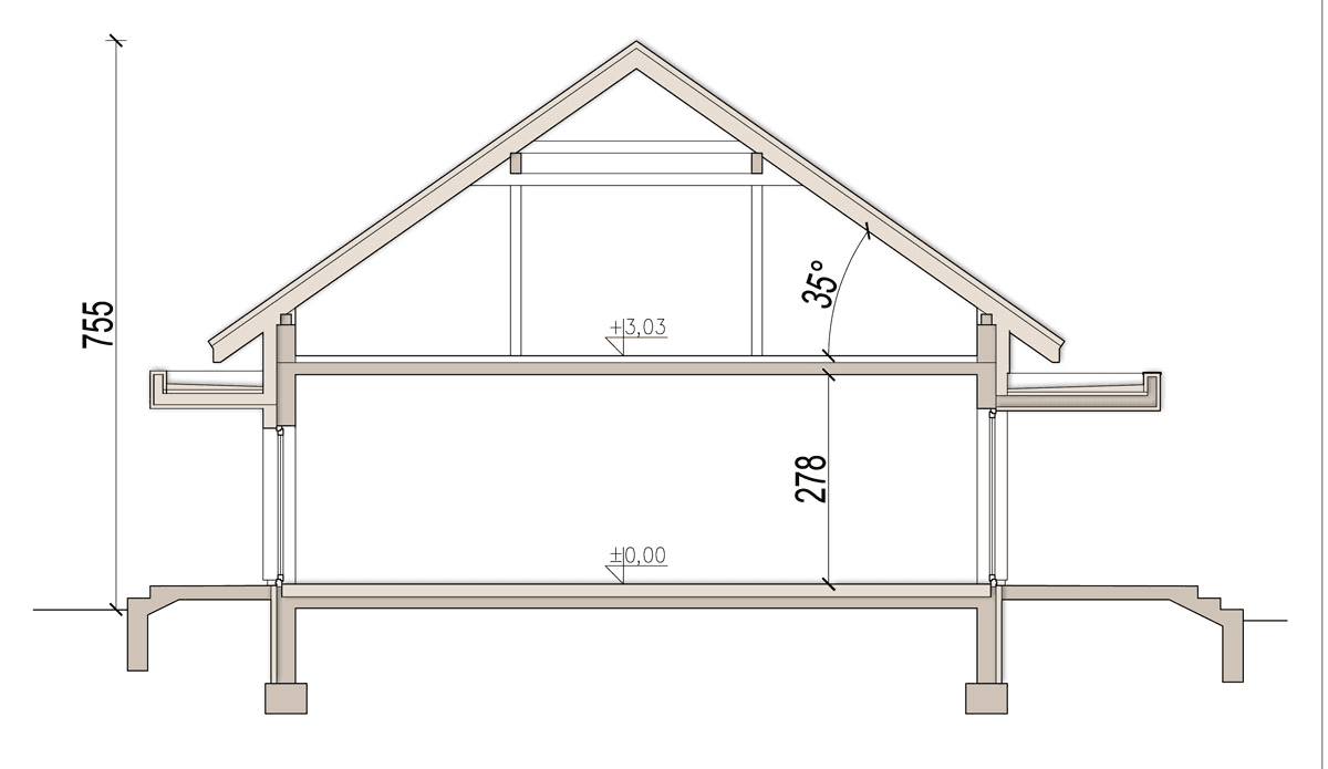 przekrój domu jednorodzinnego Mochito