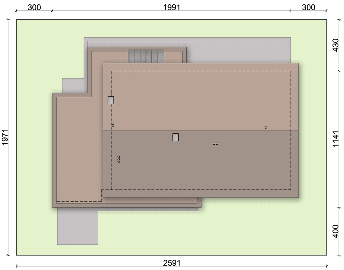 rzut usytuowania domu jednorodzinnego Mochito