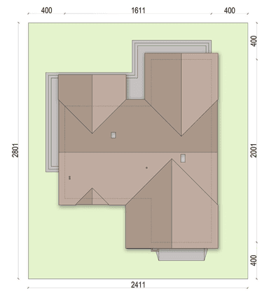 Rzut usytuowania domu jednorodzinnego Mokka 10 na działce